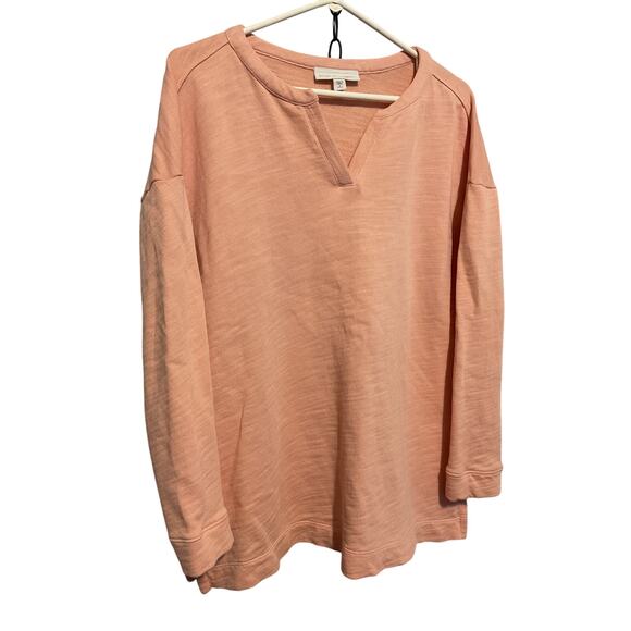 NEW PureJill Small Petite Pink Sweatshirt V Neck - Picture 2 of 6